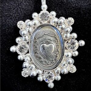 Virgins Saints and Angels, Silver, Oval Cloister Sacred Heart Medallion